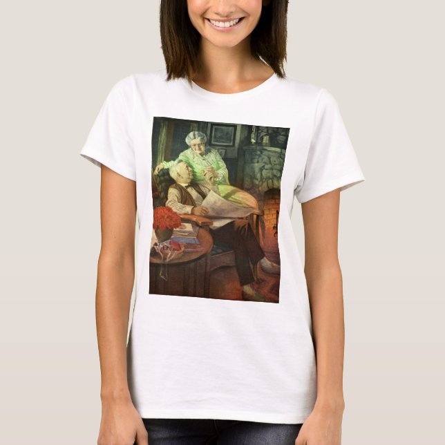 Vintage kärlek och romantik; Romantiska farföräldr T-shirt (Framsida)