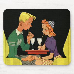 Vintage kärlek och romantik, tonåringar på sodabut musmatta