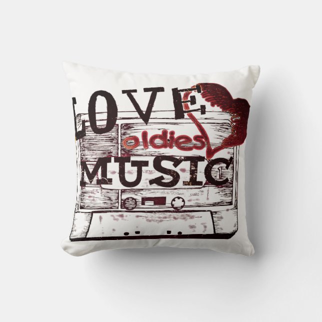 Vintage Kärlek oldies musik Pillow Kudde (Framsida)