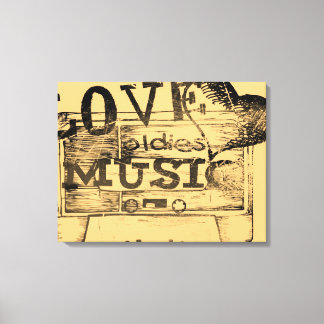 Vintage Kärlek oldies musik Wrapped Canvas