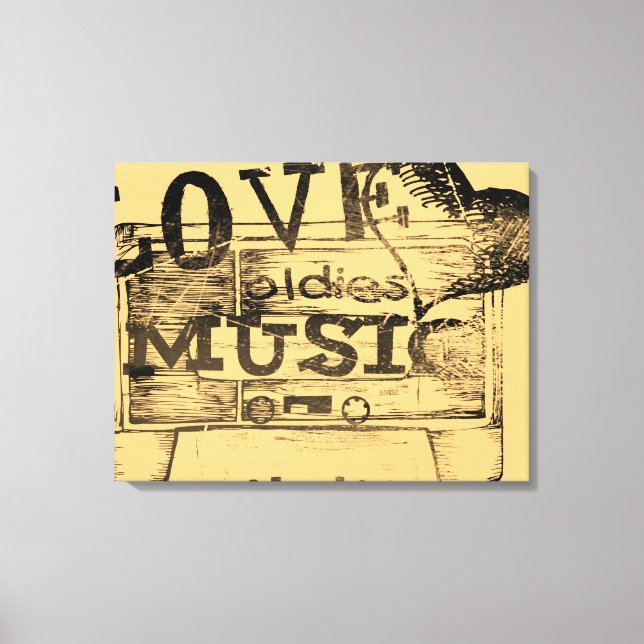 Vintage Kärlek oldies musik Wrapped Canvas (Framsida)