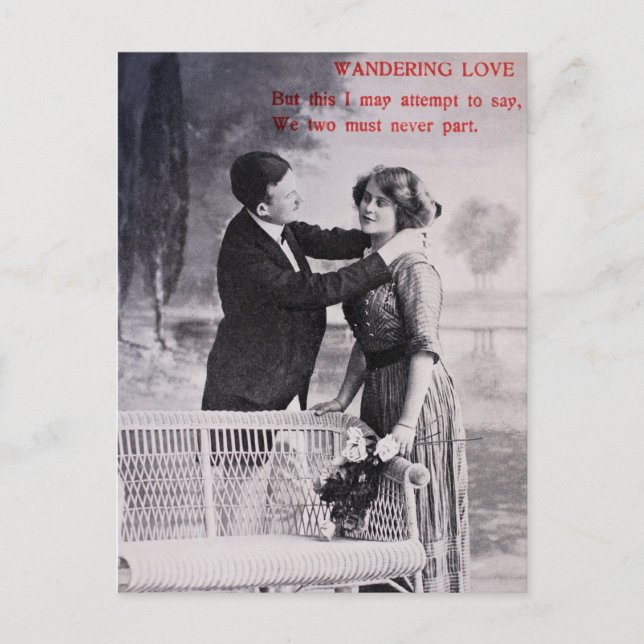 Vintage kärlek par svartvitt vykort (Framsida)