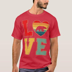 Vintage Kärlek Polar Bear Retro 70 s 80-tal Heart T Shirt
