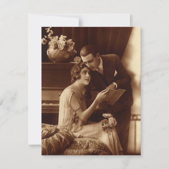 Vintage Kärlek, Romantik, Romantisk, Spara datum Inbjudningar (Framsida)