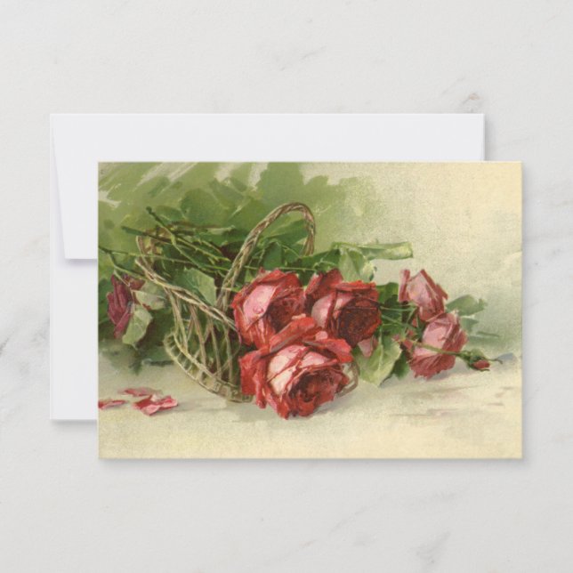 Vintage kärlek, romantik, romantisk, spara datumet inbjudningar (Framsida)