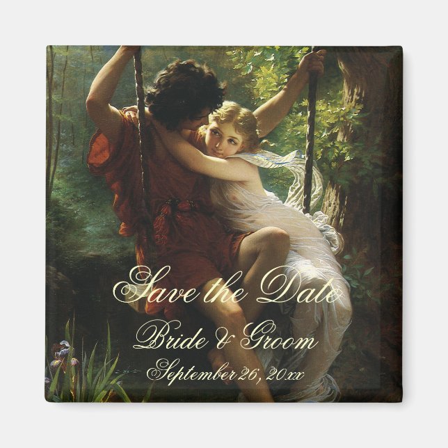 Vintage Kärlek, Romantik, Rumänien, Spara datum Magnet (Framsidan)