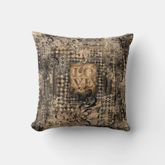 Vintage Kärlek Sepia Art Pillow Kudde