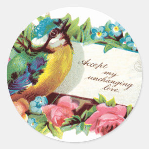 Vintage Kärlek Stickers - Little Bird Runt Klistermärke