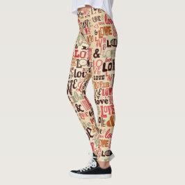 Vintage Kärlek Typografi Leggings