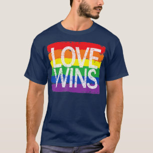 Vintage Kärlek Win Rainbow Fredstecken Pride Lesbi T Shirt