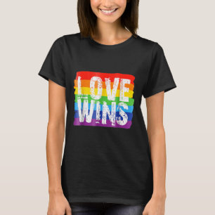 Vintage Kärlek Win Rainbow Fredstecken Pride Lesbi T Shirt