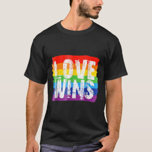 Vintage Kärlek Win Rainbow Fredstecken Pride Lesbi T Shirt