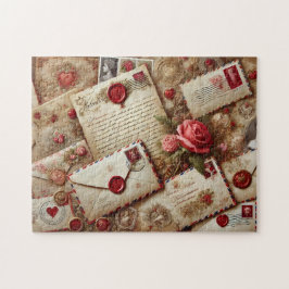 Vintage Kärleksbrev Romantisk Collage Pussel