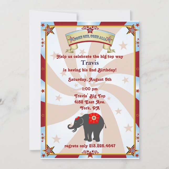 vintage karneval eller cirkusfödelsedagsinbjudning inbjudningar (Framsida)