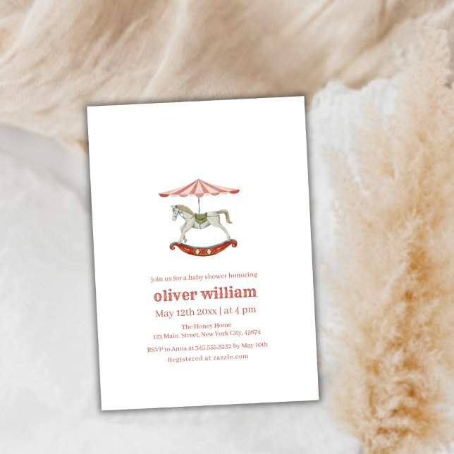 Vintage Karnival Circus Baby Shower Inbjudningar (Vintage Carousel Carnival Circus Baby Shower Invitation)