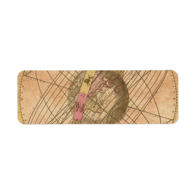 Vintage Karta Antique Decoupage Nautical Compas Returadress Etikett (Framsidan)