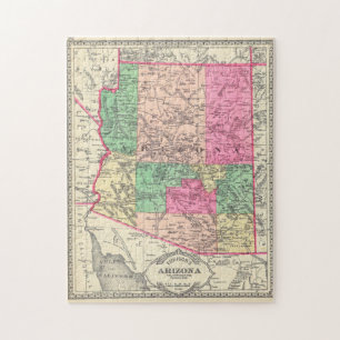 Vintage Karta av Arizona (1881) Pussel