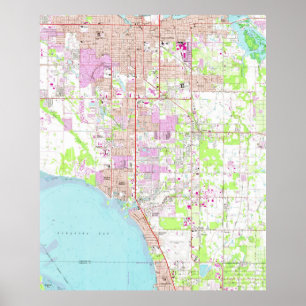 Vintage Karta av Bradenton Florida (1964) Poster