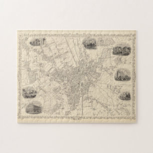 Vintage Karta av Bradford England (1851) Pussel