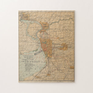 Vintage Karta av Buffalo NY (1893) Pussel