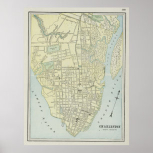 Vintage Karta av Charleston SC (1901) Poster