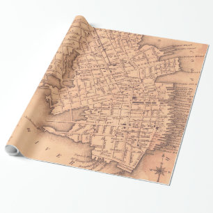 Vintage Karta av Charleston South Carolina (1849) Presentpapper