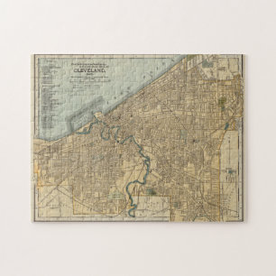 Vintage Karta av Cleveland OH (1894) Pussel