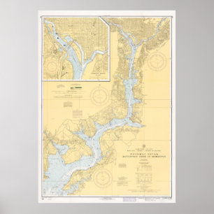 Vintage Karta av floden Potomac (1968) Poster