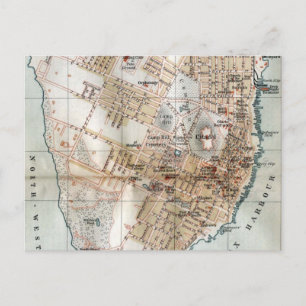 Vintage Karta av Halifax Nova Scotia (1890) Vykort