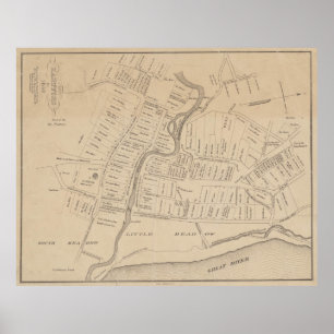 Vintage Karta av Hartford CT 1640 (1890) Poster