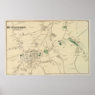 Vintage Karta av Huntington NY (1873) Poster