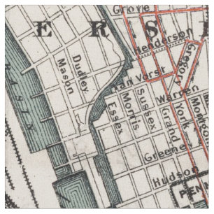 Vintage Karta av New York City (1897) Tyg