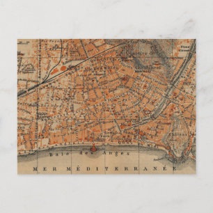 Vintage Karta av Nice-Frankrike (1914) Vykort