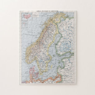 Vintage Karta av Norge och Sverige (1900) Pussel