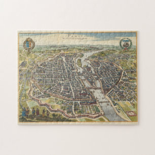 Vintage Karta av Paris Frankrike (1655) Pussel
