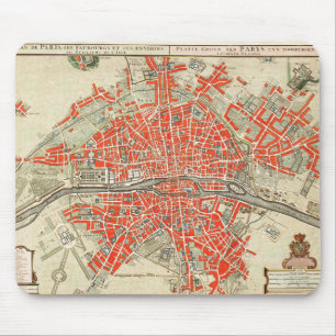 Vintage Karta av Paris Frankrike (1721-1774) Musmatta
