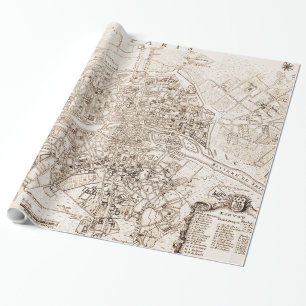 Vintage Karta av Paris Frankrike (1742) Presentpapper