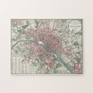 Vintage Karta av Paris Frankrike (1821) Pussel