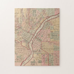 Vintage Karta av Rockford IL (1886) Pussel