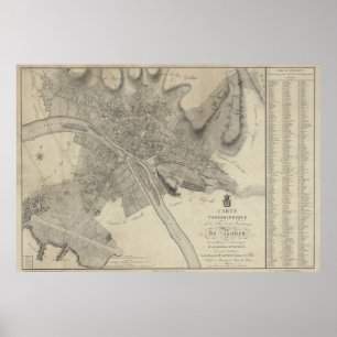 Vintage Karta av Rouen Frankrike (1700-tal) Poster
