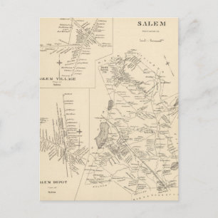 Vintage Karta av Salem Massachusetts (1892) Vykort