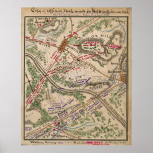 Vintage Karta av slaget vid Chantilly (1865) Poster