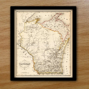 Vintage karta av Wisconsin 1852 Poster