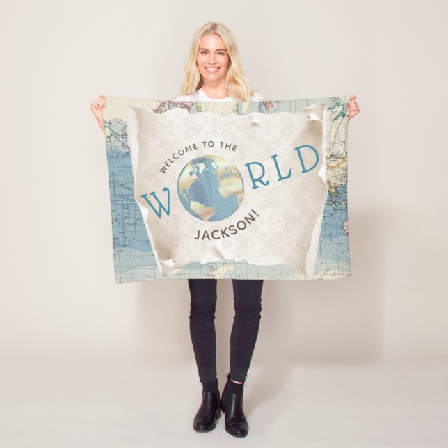 Vintage Karta Baby Blanket Fleecefilt (På plats)