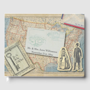 Vintage Karta Bröllop Ephemera Gästböcker