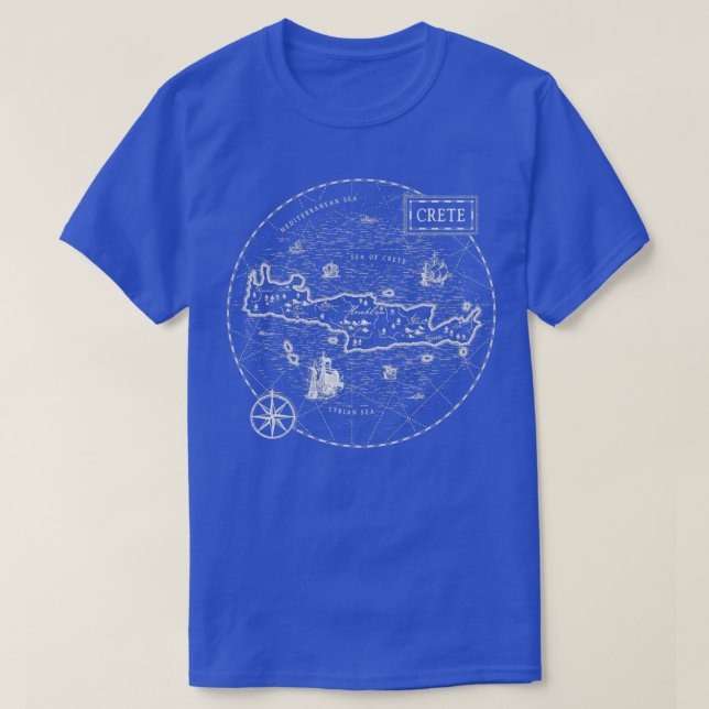 Vintage Karta Crete T Shirt (Design framsida)