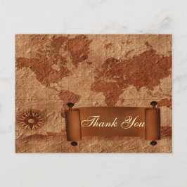 vintage karta-destinationskort för bröllop Tack Vykort
