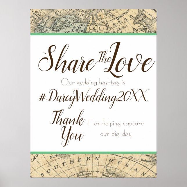 Vintage Karta Hashtag-tecken för Hashtag Poster (Framsidan)