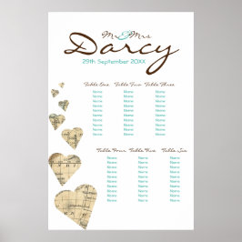 Vintage Karta Hjärtsätesdiagram Poster