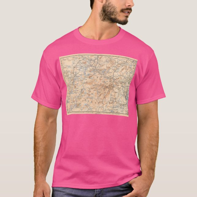 Vintage Karta i Adirondack-bergen (1893) T Shirt (Framsida)